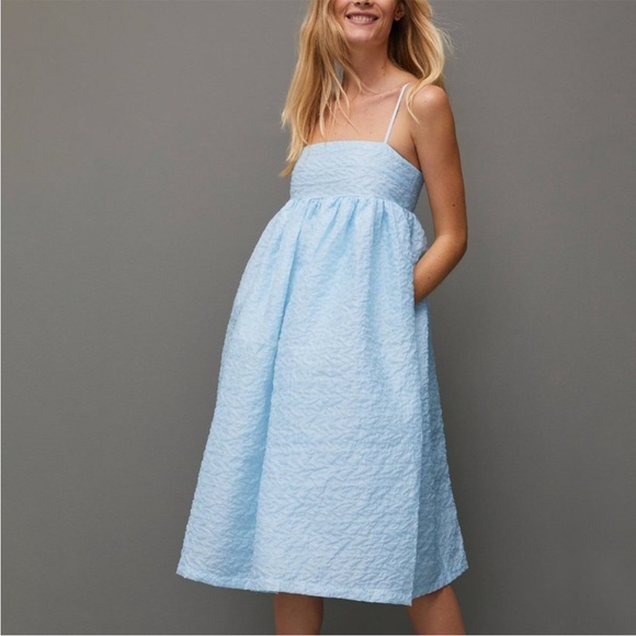 Anthropologie Dresses & Skirts - Anthropologie Mare Birdie Babydoll Mini Dress Size M Blue Texture
